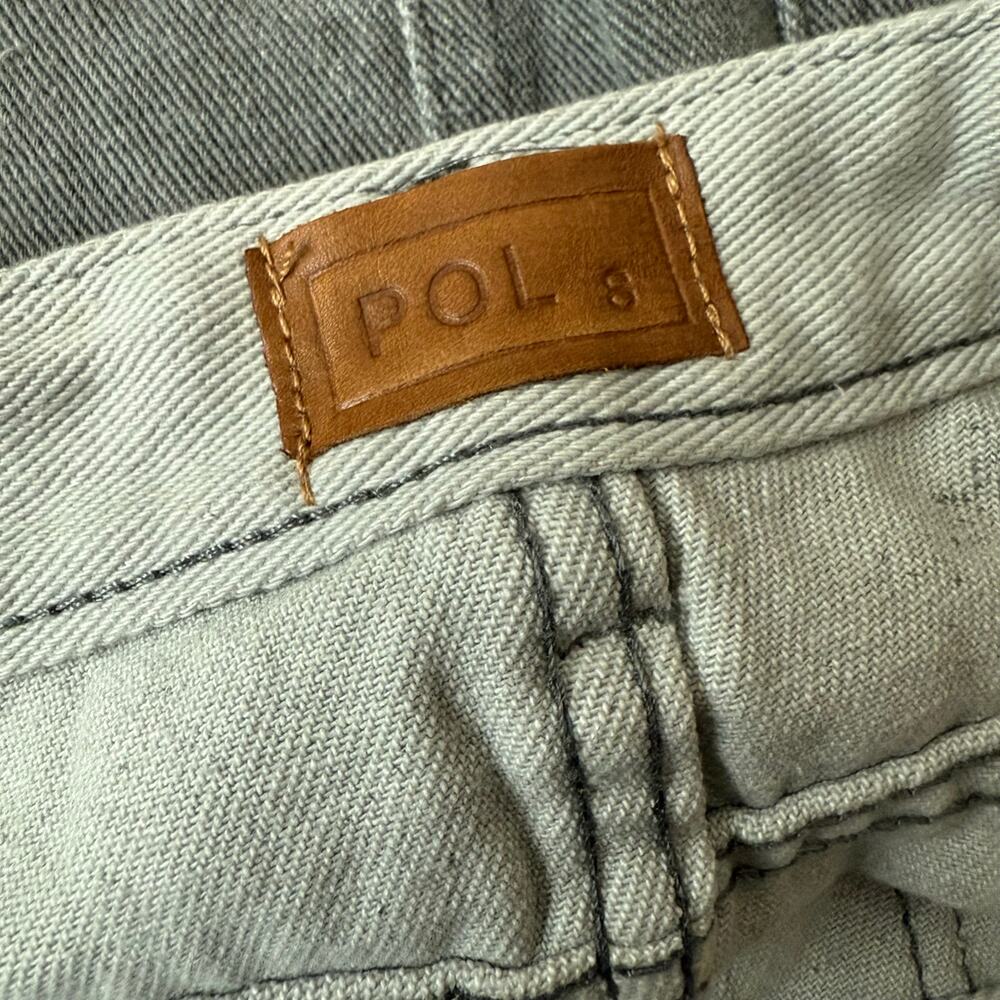 POL overall skirt distressed gray denim ripped torn mini jean overalls S small - Picture 13 of 16